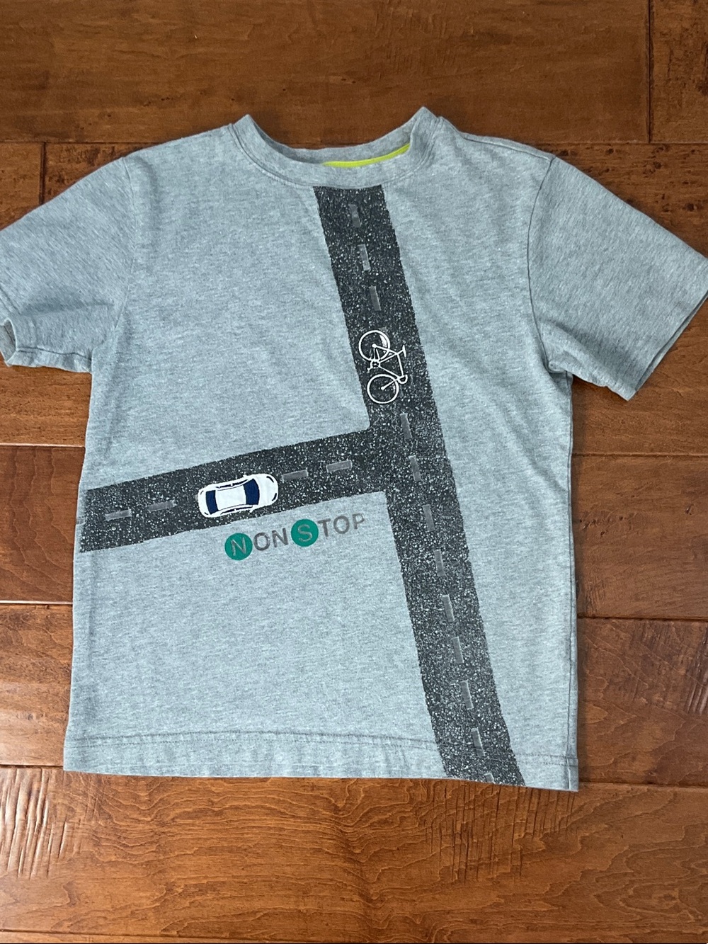 Gymboree Gray Tee with Road & Vehicles Graphic